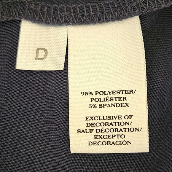 Ann Taylor Blouse Synthetic Black Leather Accents 3/4 Sleeve Navy Women's XLarge - Picture 5 of 6